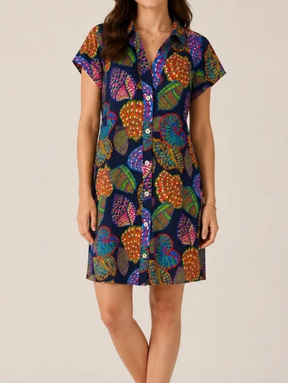 THML Multi Seashell Button Front Dress - Picture 1 of 11